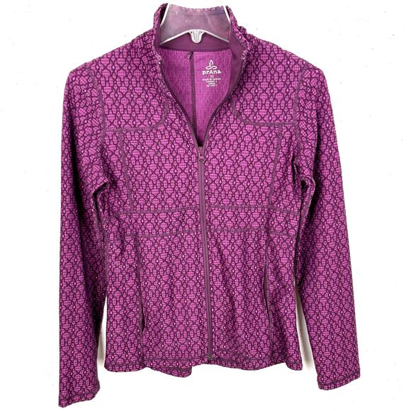 Prana Womens Grape Jacquard Stretch Polyester Nylon Purple Full Zip Size XS - Picture 6 of 10